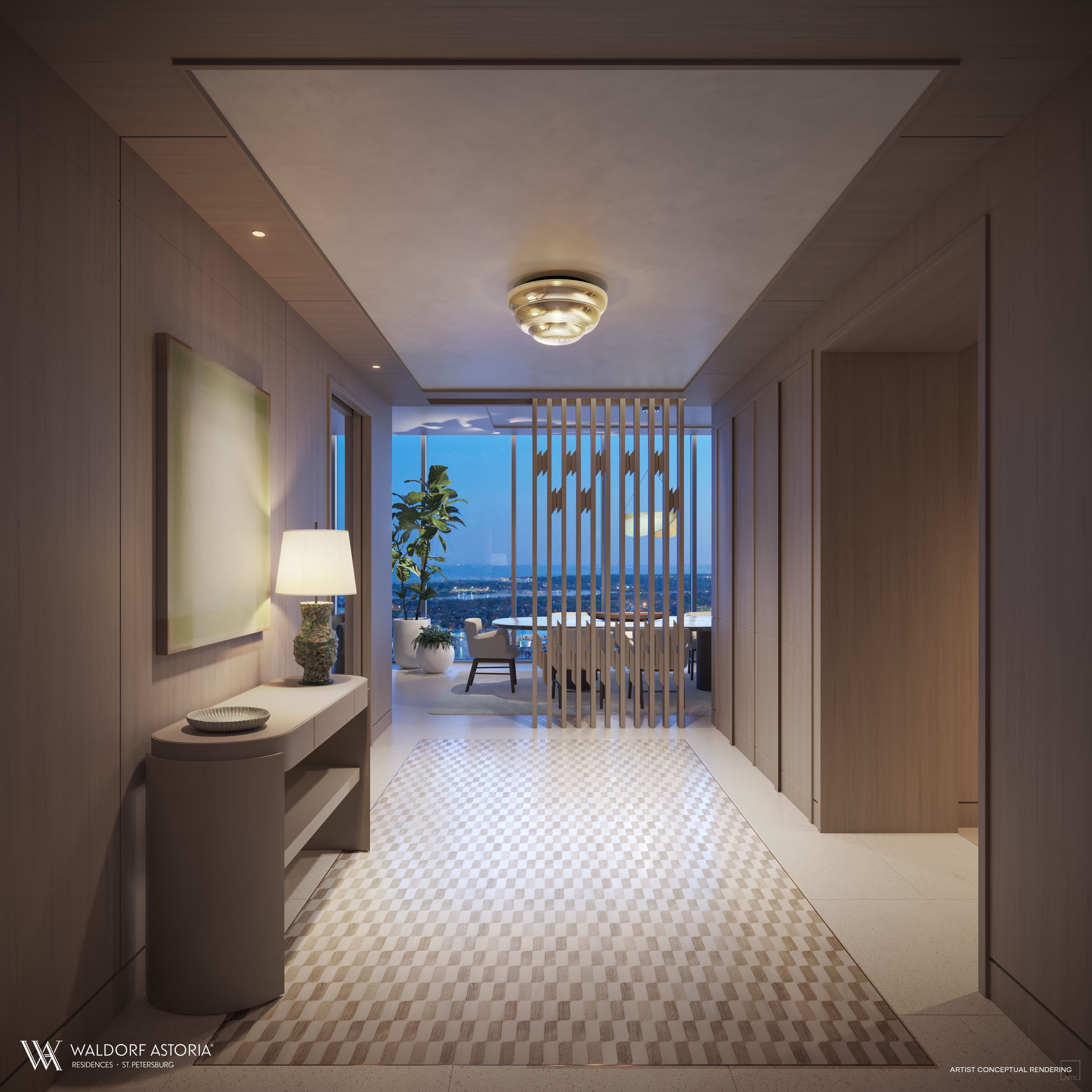 Private residence foyer with curated artwork
