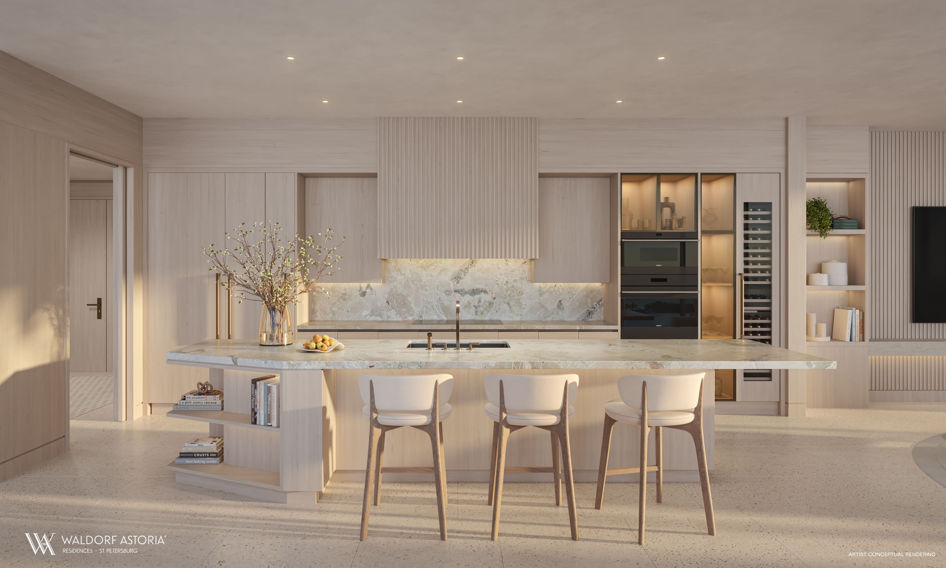Chef's kitchen with Italian cabinetry and Sub-Zero appliances