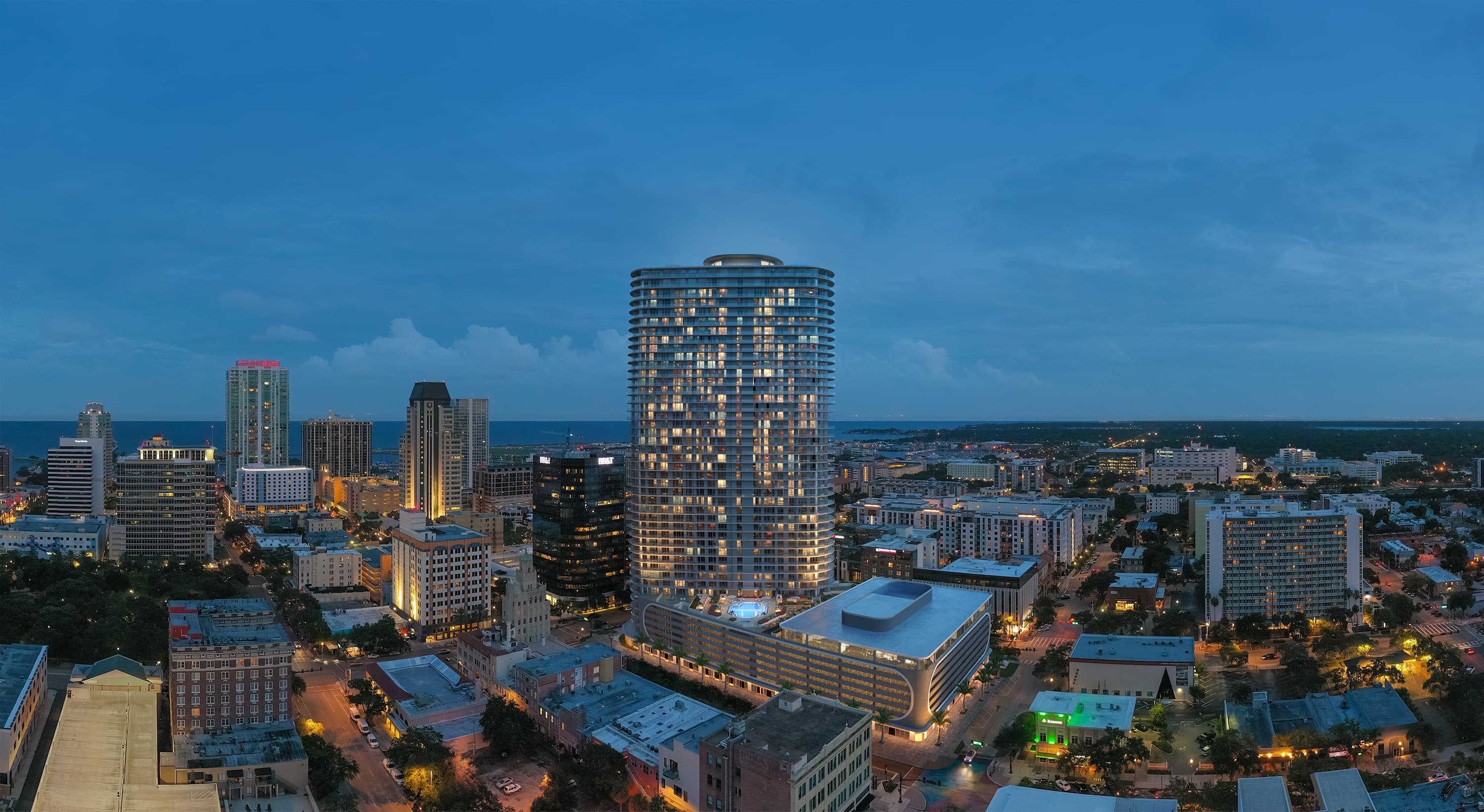 400 Central dusk exterior